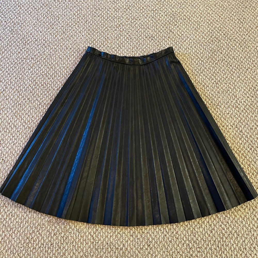 J. Crew Faux Leather Pleated Skirt